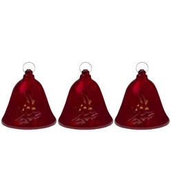 Northlight 34380913 6.5 in. Musical Lighted Red Bells Christmas Decorations - Set of 3