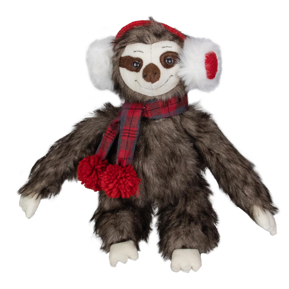 Northlight 12-Inches Plush Brown Sitting Sloth Christmas Tabletop Decoration