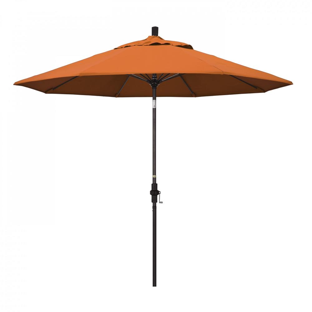 Outdoor Living and Style 9ft Outdoor Sun Master Series Patio Umbrella With Crank Lift and Collar Tilt System, Orange