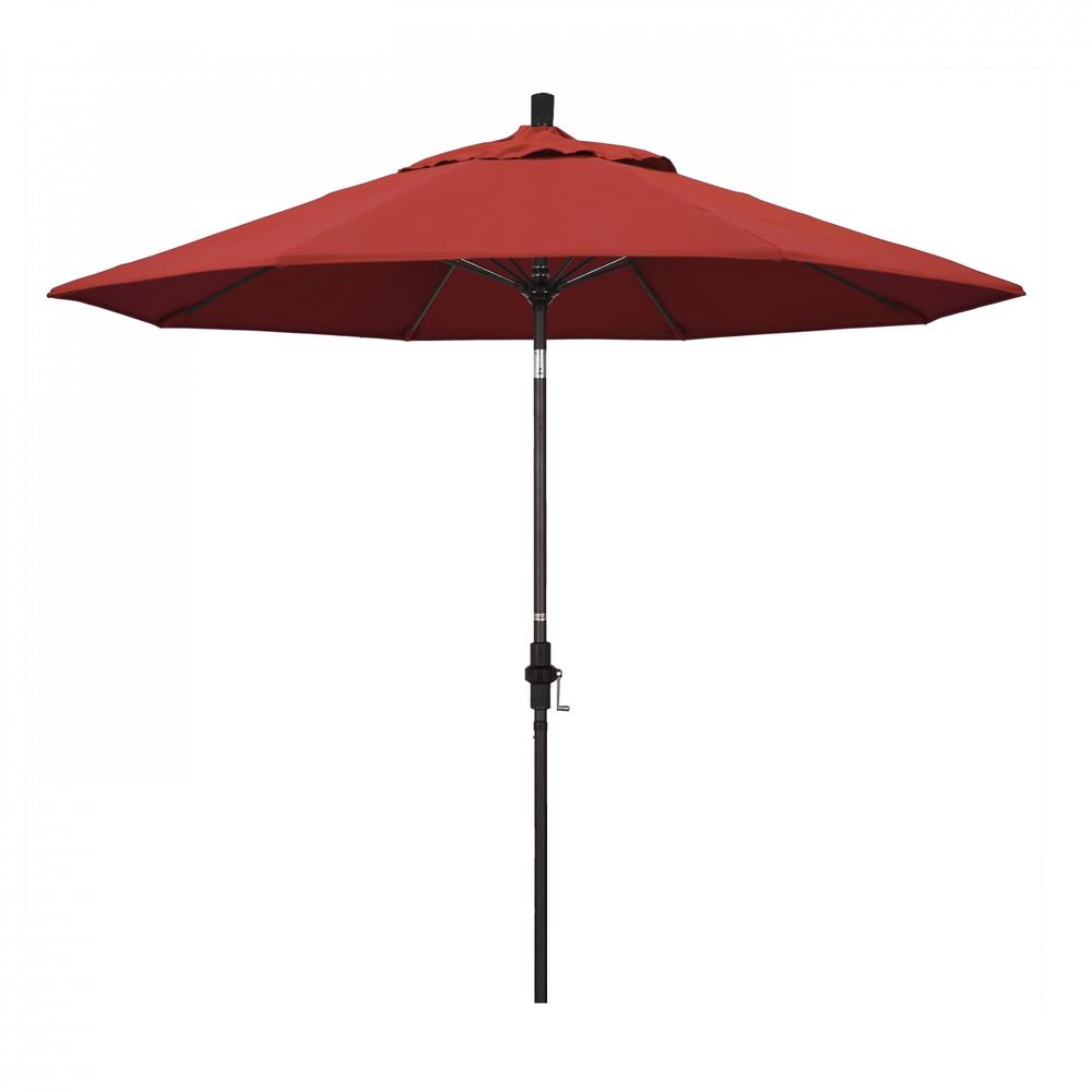 Outdoor Living and Style 9ft Outdoor Sun Master Series Patio Umbrella With Crank Lift and Collar Tilt System, Red