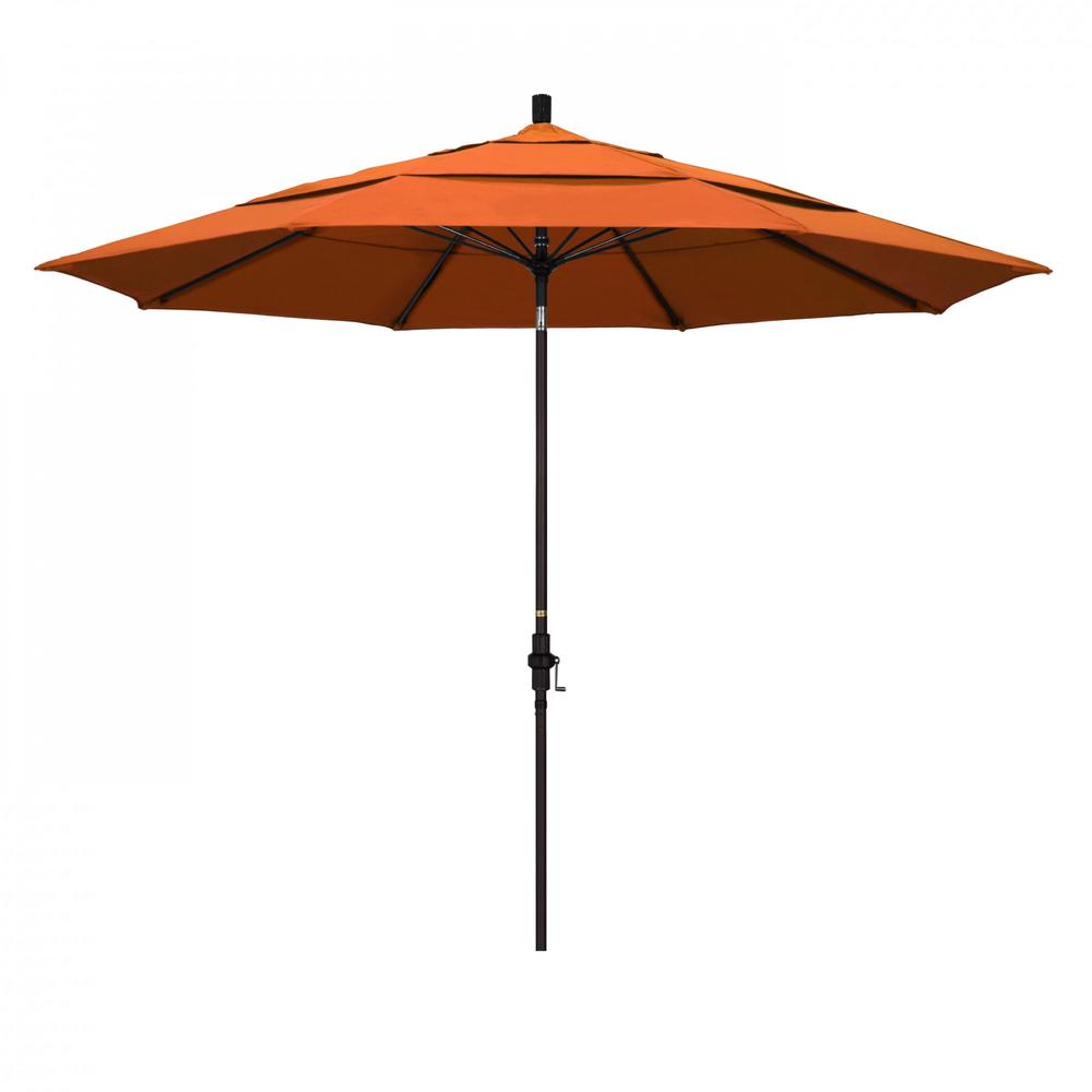 Outdoor Living and Style 11ft Outdoor Sun Master Series Patio Umbrella With Crank Lift and Collar Tilt System, Orange