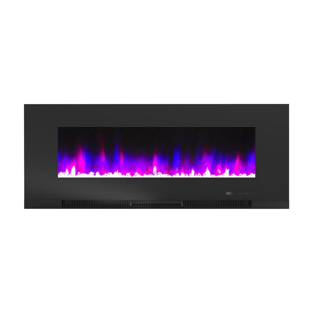 Outdoor Living and Style 50" Black Modern Style Rectangular Paramount Mirage Recessed Electric Fireplace