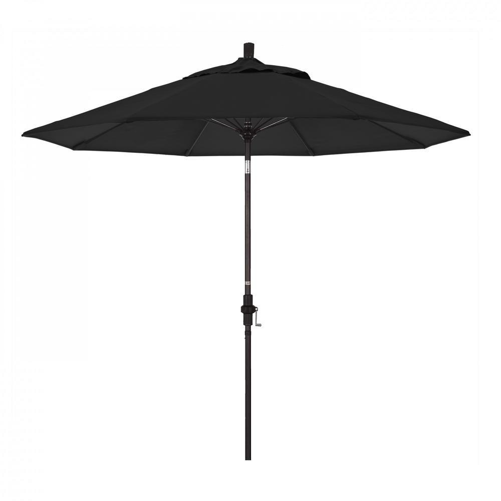 Outdoor Living and Style 9ft Outdoor Sun Master Series Patio Umbrella With Crank Lift and Collar Tilt System, Black