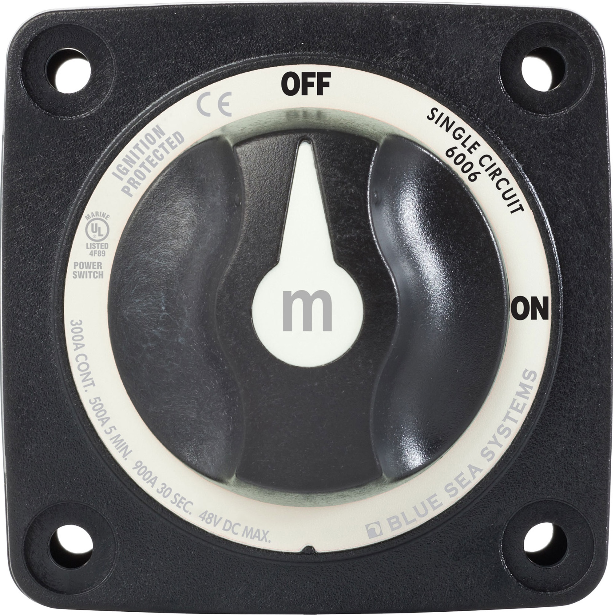 Blue Sea System 6" Black and White Blue Sea Systems 6006200 Battery Switch Mini On/Off