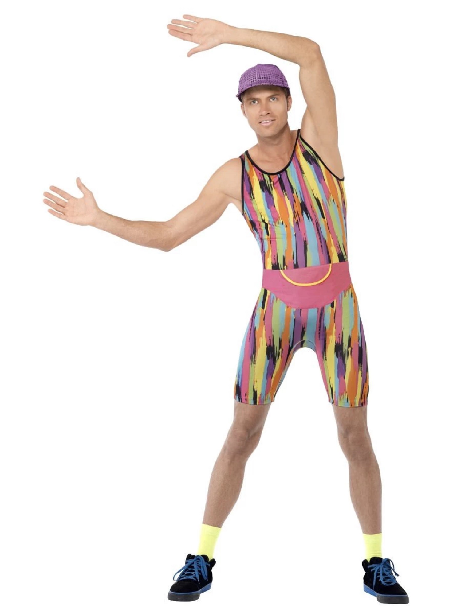 Smiffys 39.5" Vibrantly Colored 1990's Style Aerobics Instructor Men Adult Halloween Costume - Large