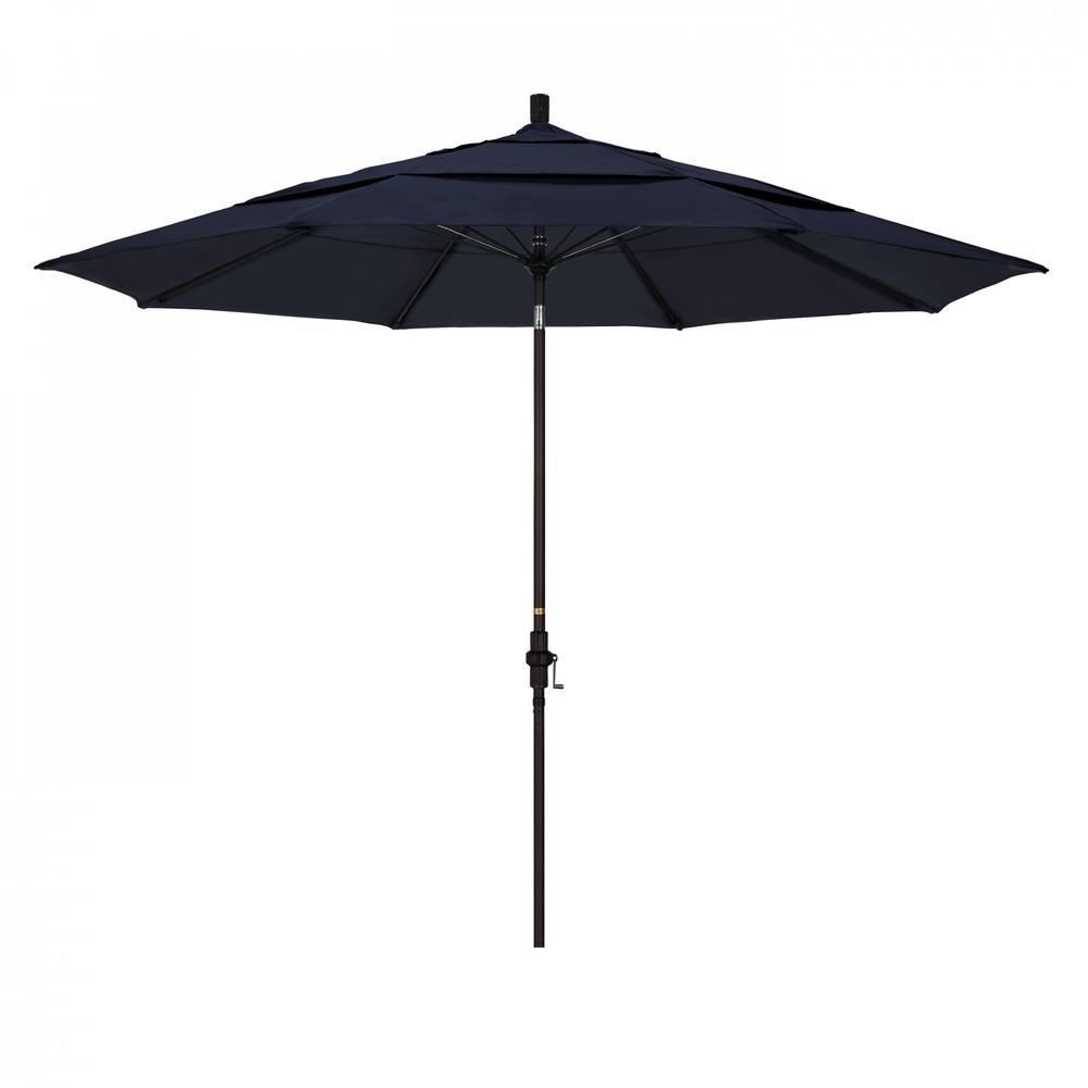 Outdoor Living and Style 11ft Outdoor Sun Master Series Patio Umbrella With Crank Lift and Collar Tilt System, Black