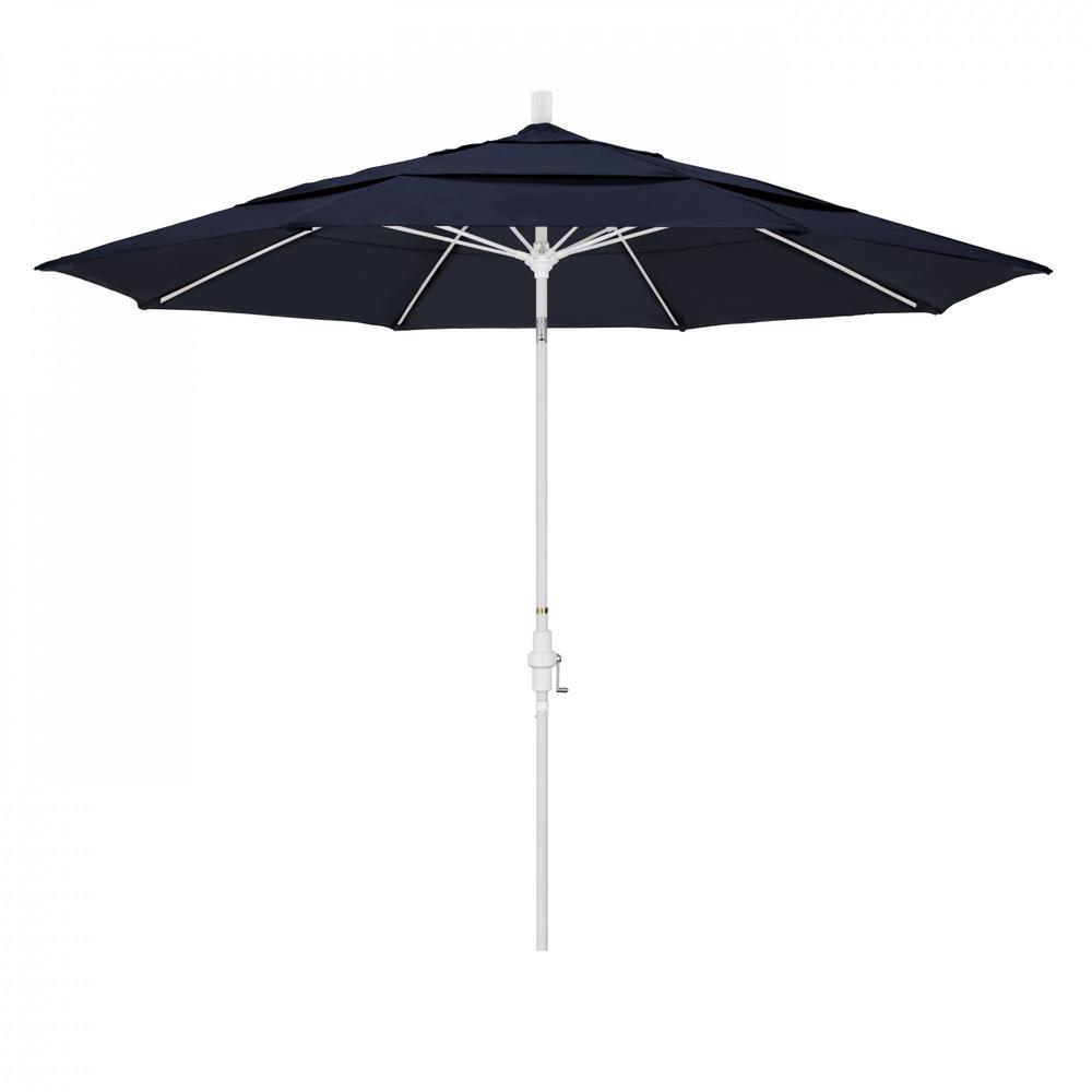 Outdoor Living and Style 11ft Outdoor Sun Master Series Patio Umbrella With Crank Lift and Collar-Tilt System, Navy Blue