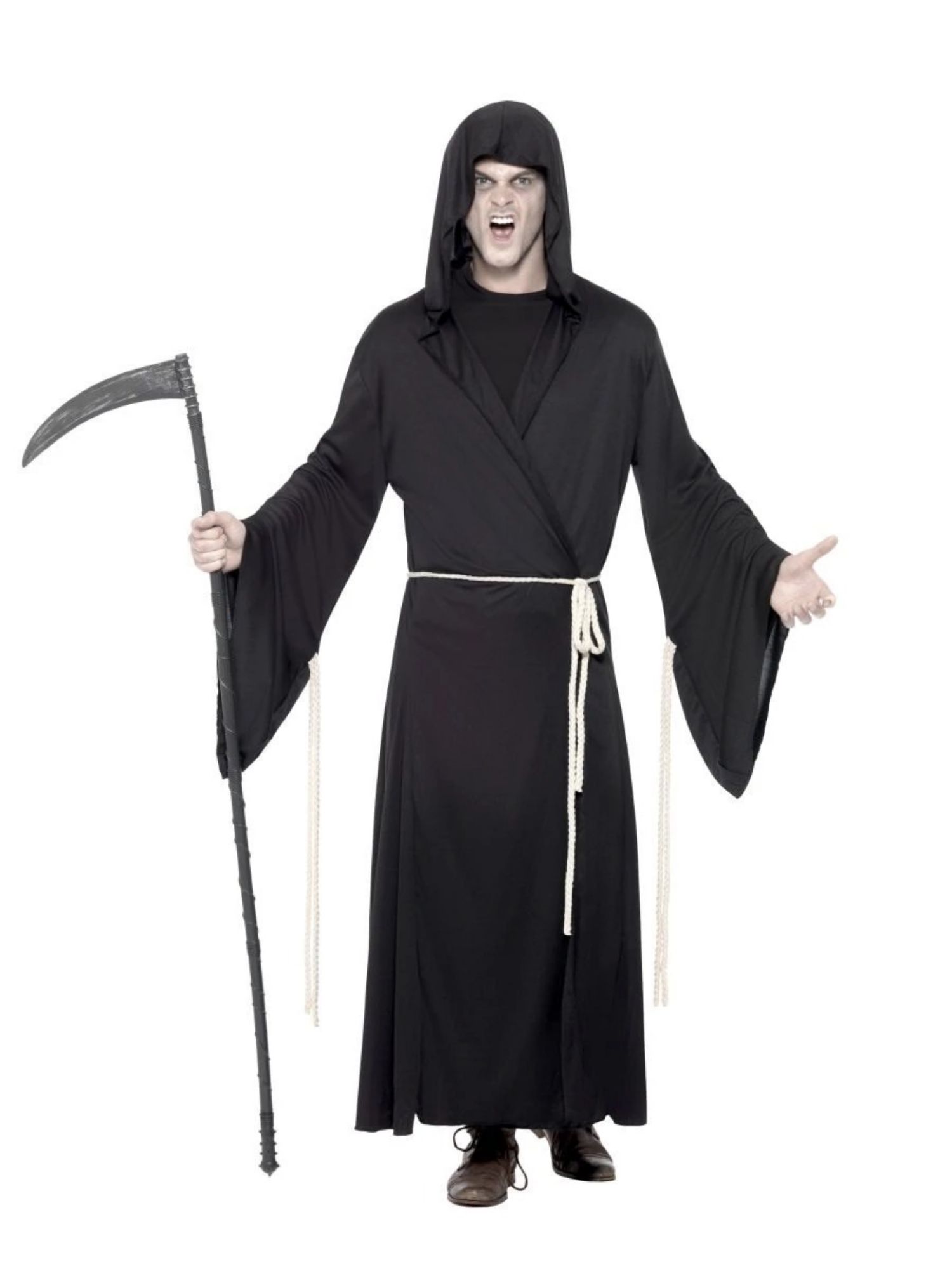 Smiffys 49" Black Grim Reaper Men Adult Halloween Costume - Large
