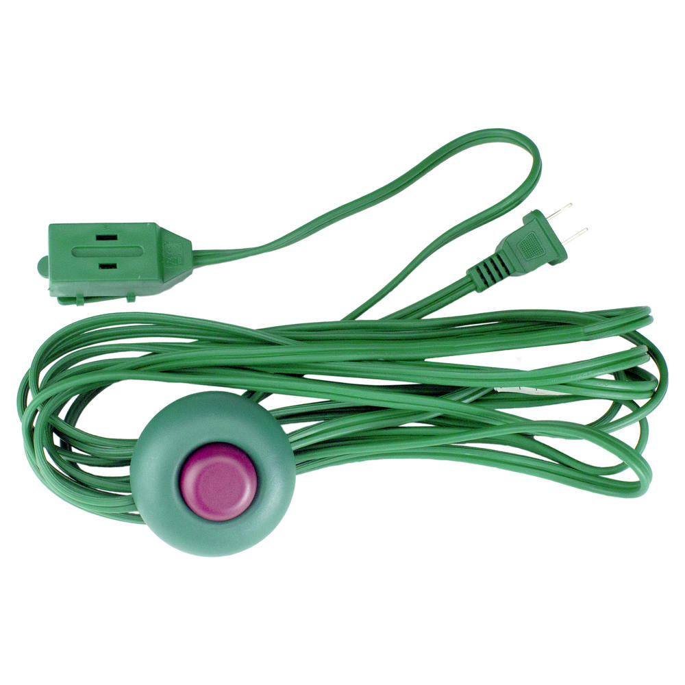 Northlight 15' Green Indoor Power Extension Cord with 3-Outlets and Foot Switch