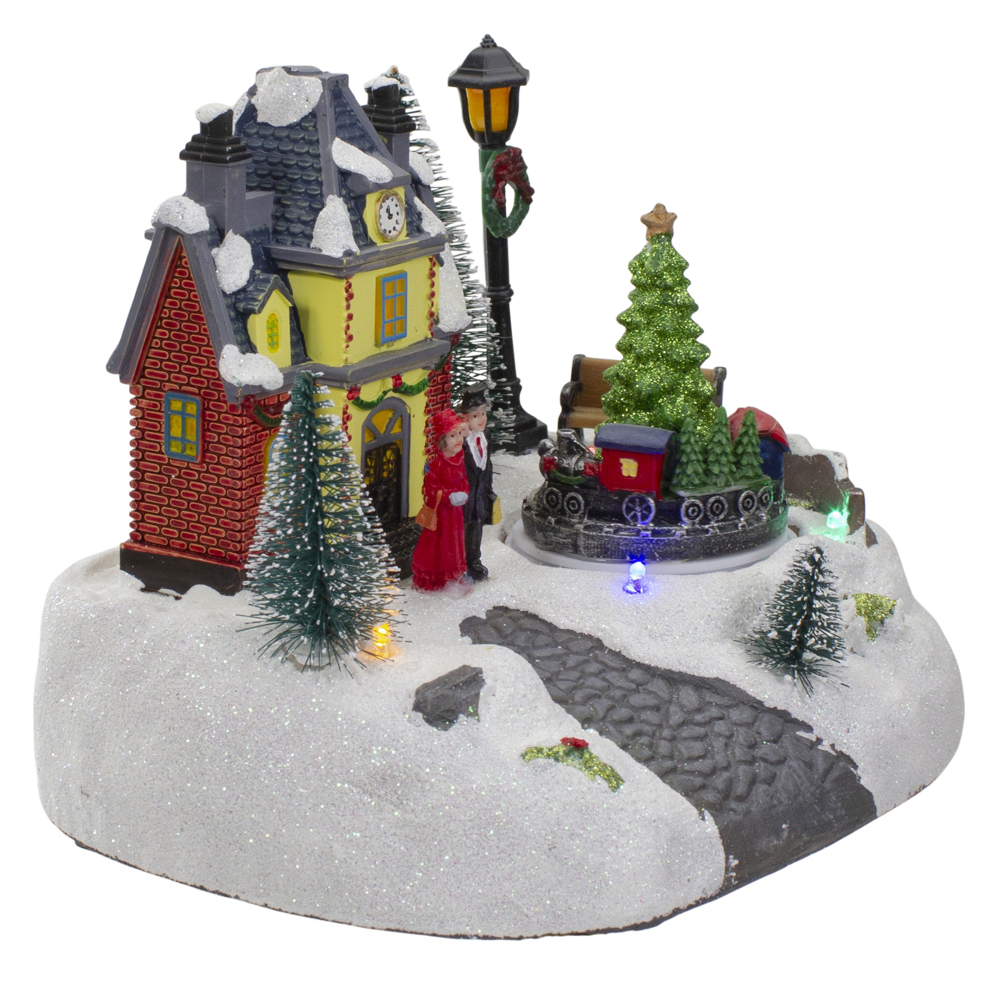 Animated christmas village houses,holiday snow village-xmasjoyland Northlight 7" Lighted Christmas Village with Moving Train
