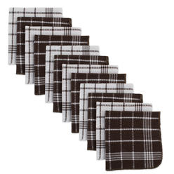 Contemporary Home Living Set of 12 Brown and White Square Absorbent Dishcloth 13"
