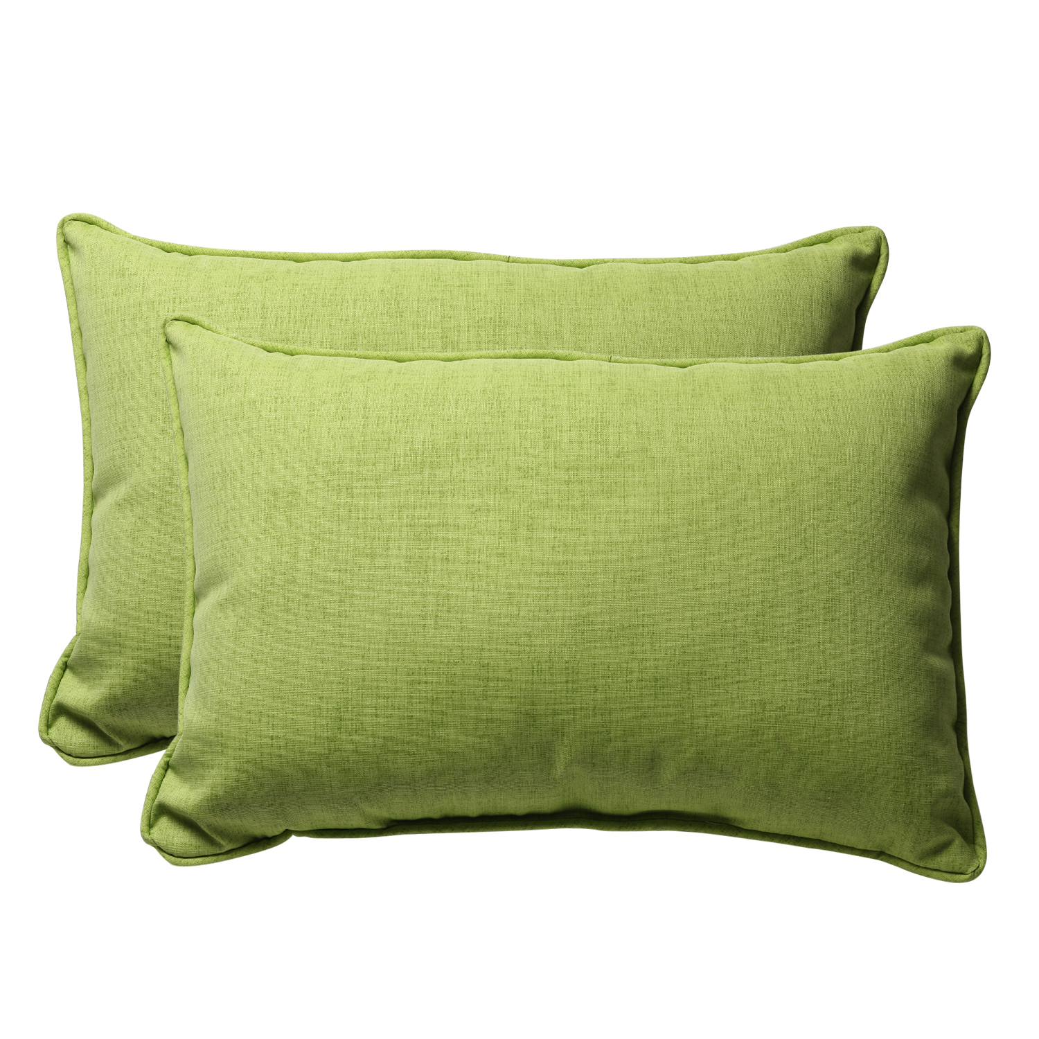 Pillow Perfect Set of 2 Green Solid Rectangular Outdoor Throw Pillows 24.5"