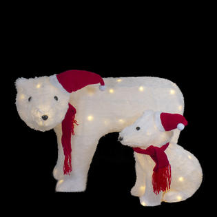 Sled sledding airblown kmart Northlight Set of 2 LED Lighted Chenille Polar Bears Outdoor Christmas