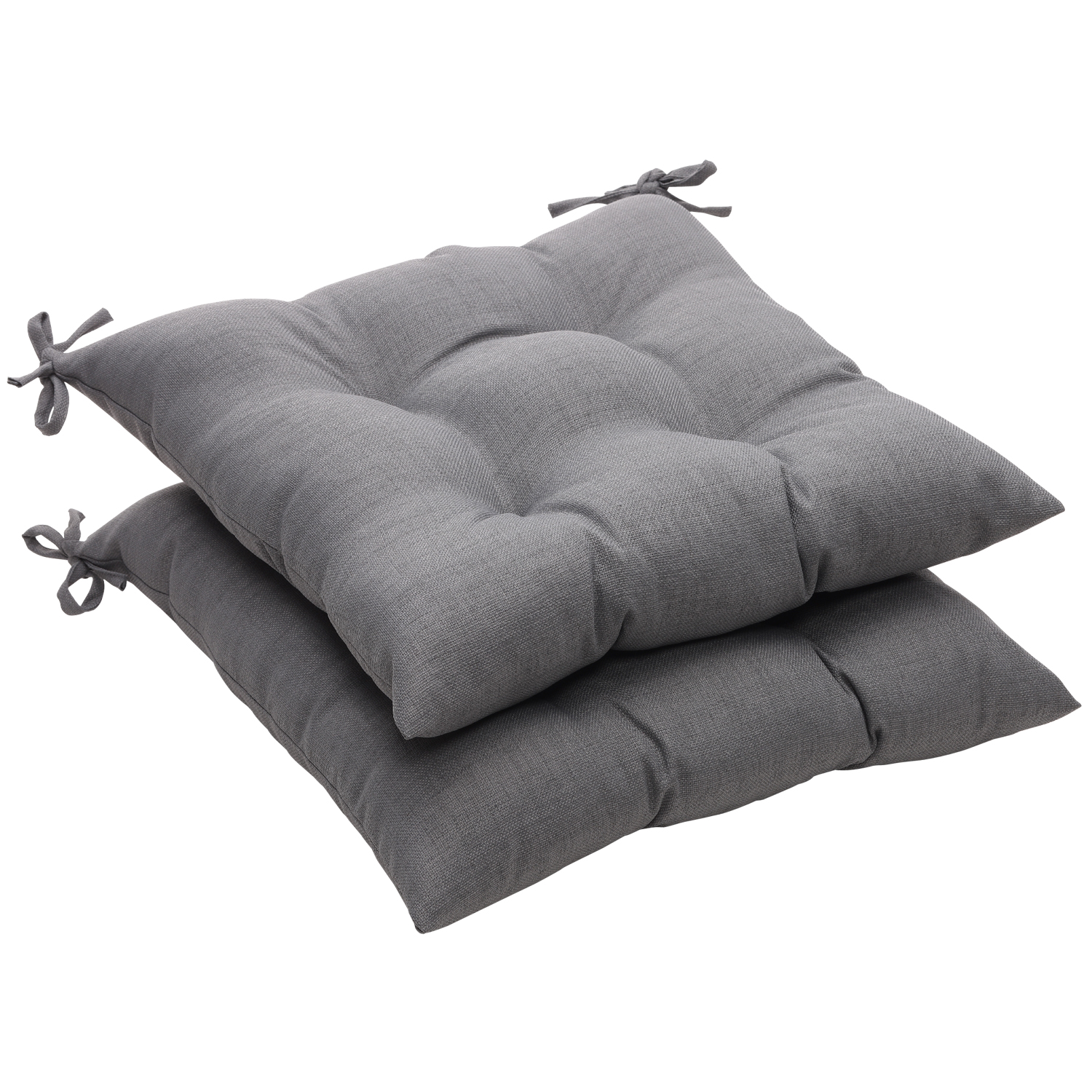 CC Outdoor Living Set of 2 Eco-Friendly Recycled Textured Gray Tufted Outdoor Seat Cushions 19"