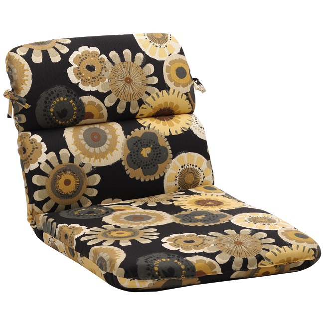 CC Home Furnishings 40.5" Eco-Friendly Rounded Outdoor Patio Chair Cushion - Black/Yellow Floral