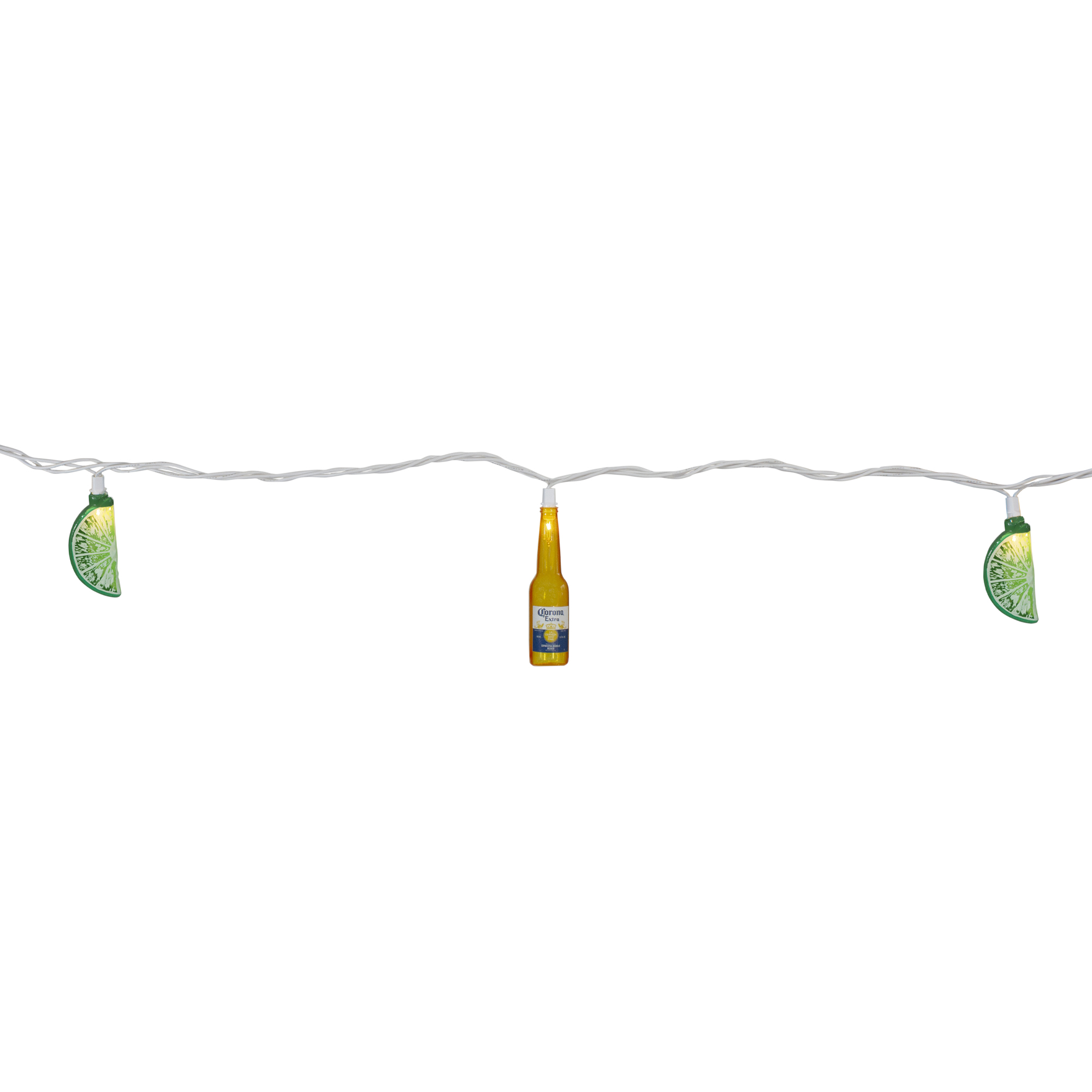 Northlight 10-Count Corona Extra Beer Bottle and Lime Summer Patio Lights - 9ft White Wire
