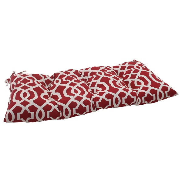 CC Outdoor Living 44" Moroccan Mosaic Red Outdoor Patio Furniture Tufted Loveseat Cushion