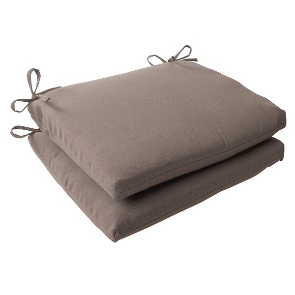 Pillow Perfect Set of 2 Solarium Brown Solid Outdoor Patio Square Edged Seat Cushions 18.5"