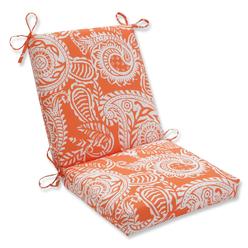 Pillow Perfect 36.5" White and Orange Coral Paisley Outdoor Patio Chair Cushion