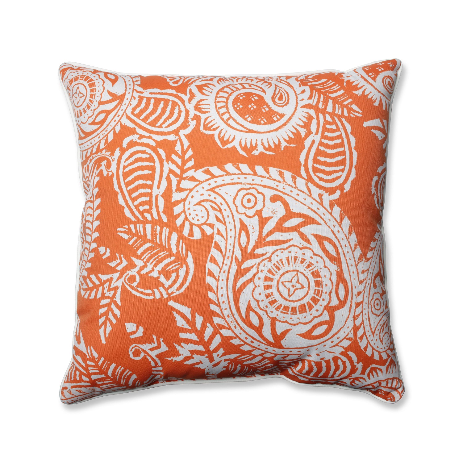 Pillow Perfect Outdoor/Indoor Addie Terra Cotta Floor Pillow, 25" x 25", Orange