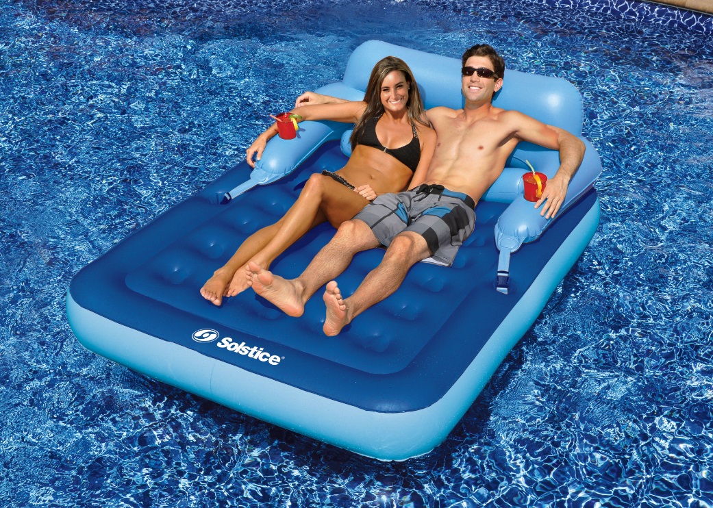 Swim Central 80-Inch Inflatable Blue Malibu Pool Mattress with Removable Back Rest