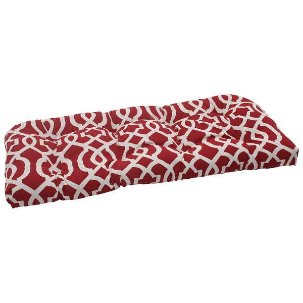 CC Outdoor Living 44" Moroccan Mosaic Red Outdoor Wicker Patio Furniture Loveseat Cushion