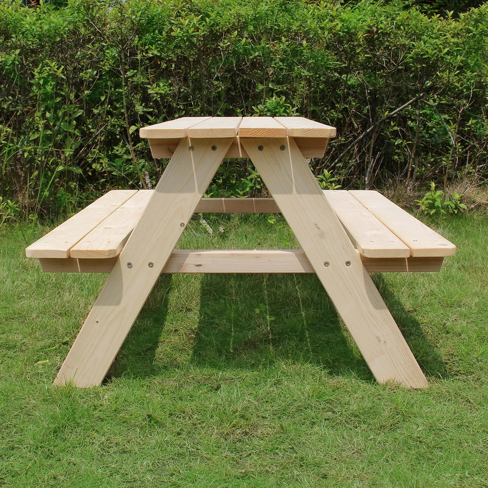 Contemporary Home Living 35" Ash Brown Contemporary Wooden Kids Picnic Table