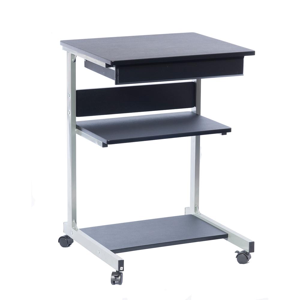 Techni Office Solutions 30.5" Blue and White Unique Techni Mobili Rolling Laptop Cart with Storage