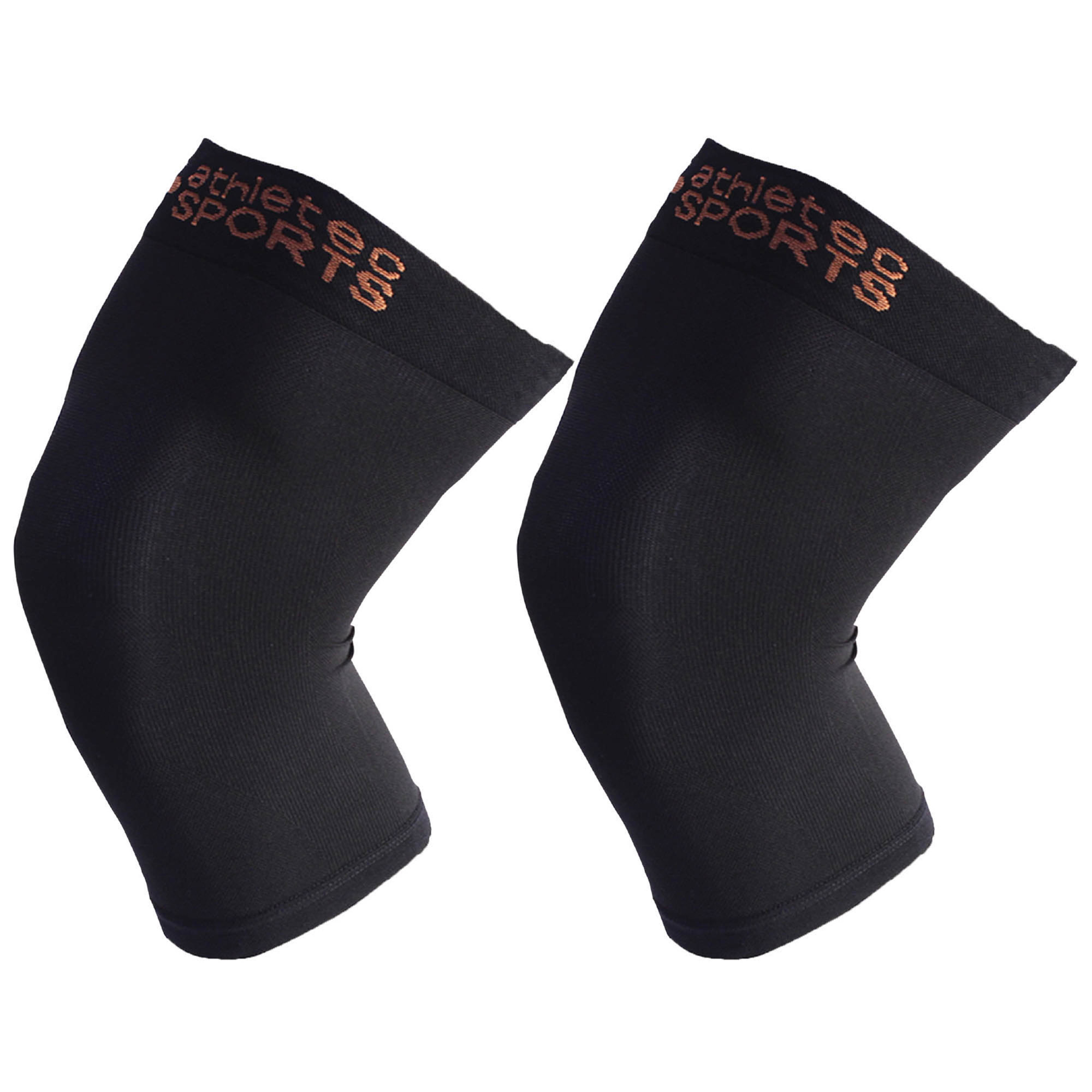 Contemporary Home Living 10" Black Pair Double Extra Large Copper Compression Knee Sleeves