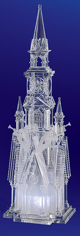 CC Christmas Decor Set of 2 Clear Religious Four Angel Cathederal Figurines 17.5"