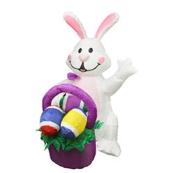 Northlight 4' Inflatable Lighted Easter Bunny with Basket Outdoor Decoration
