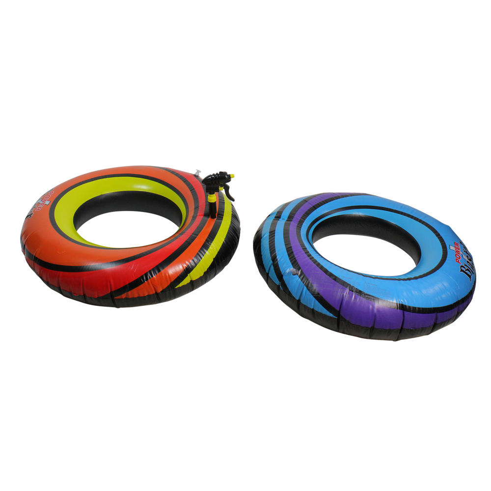 Swim Central Set of 2 Blue and Orange Inflatable Power Blaster Inner Tubes, 40-Inch
