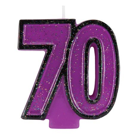 Party Central Pack of 6 Grape Purple and Black Bold Glitter Molded Numeral "50" Party Candles 3.5"
