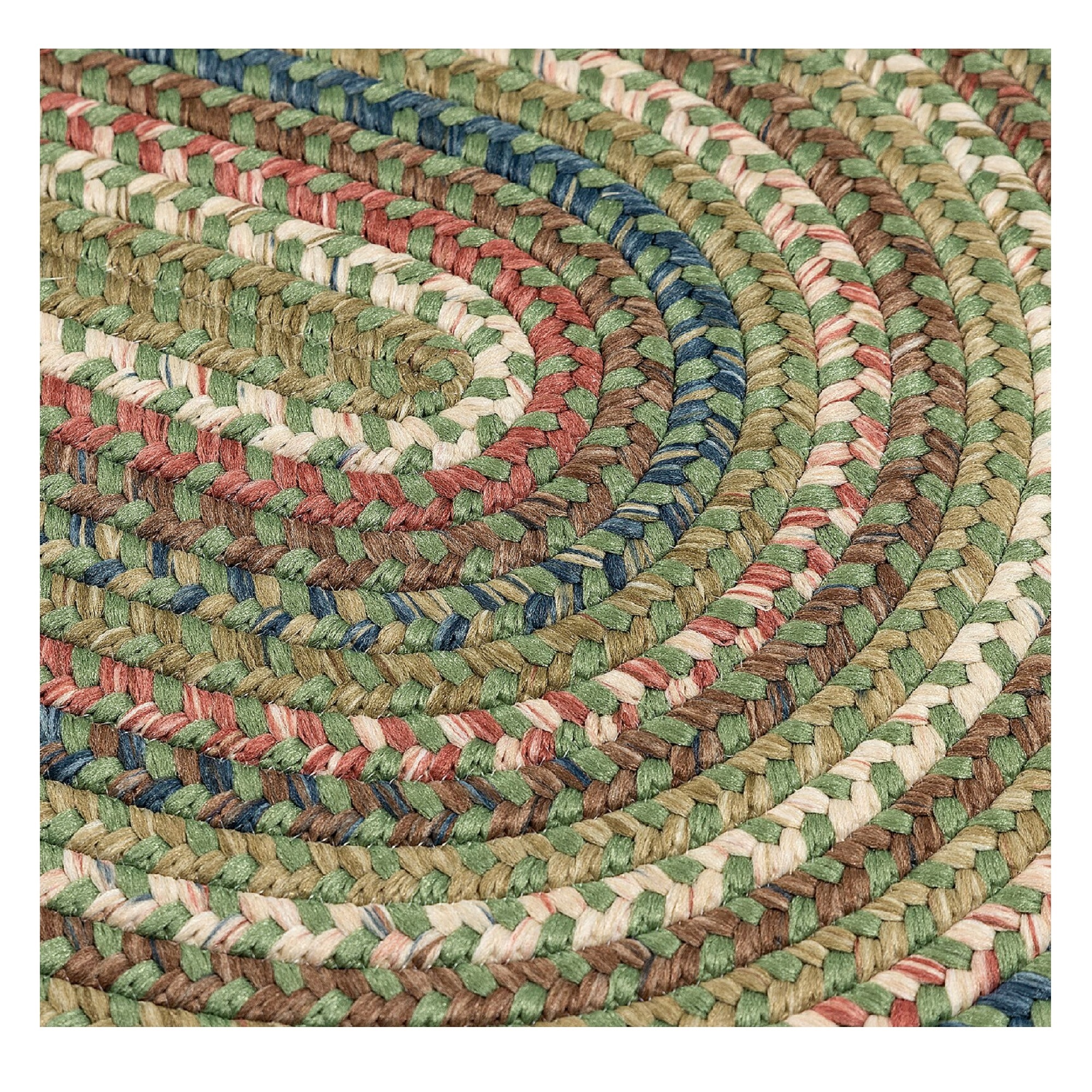 Blue And Red Reversible Oval Braided Rug