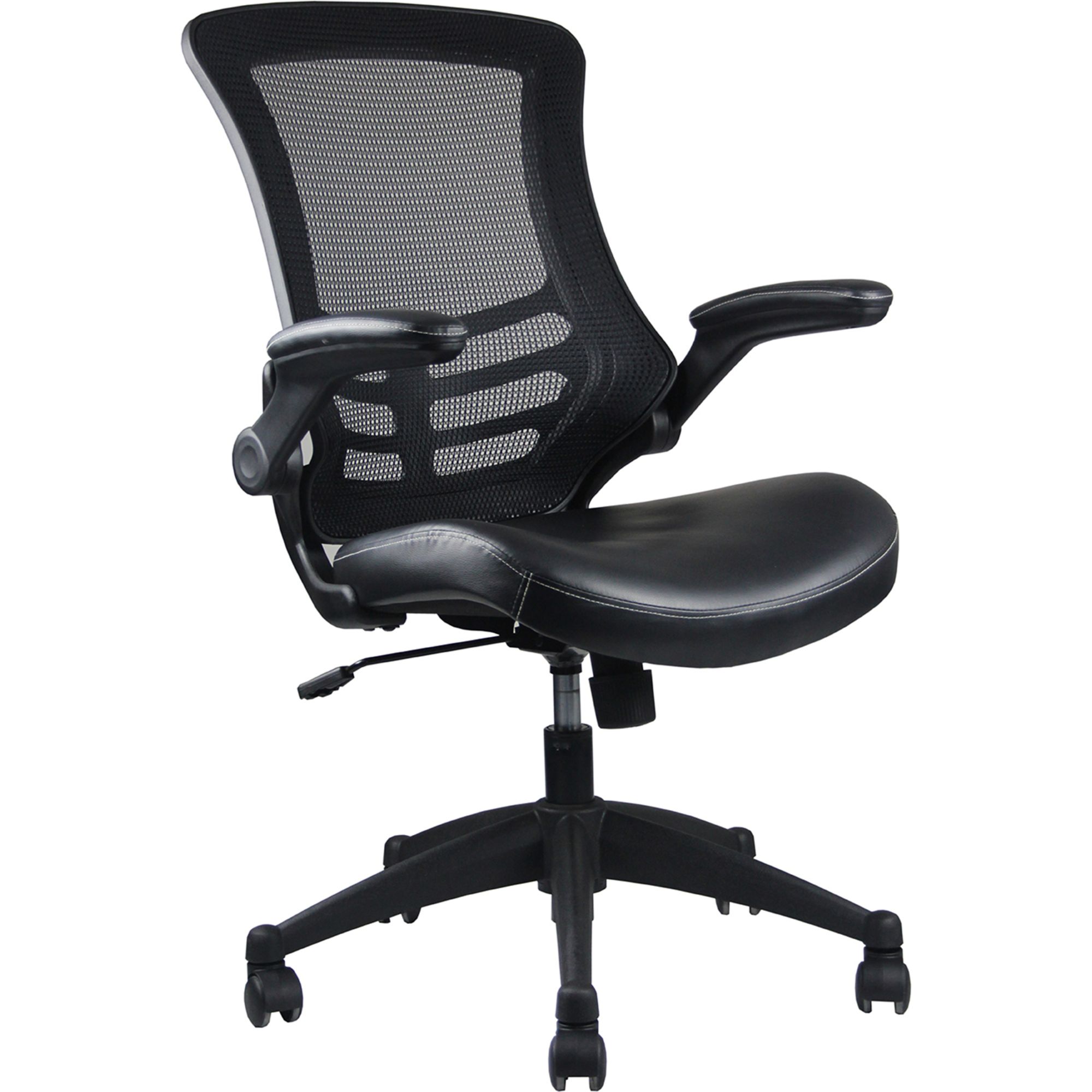 Techni Office Solutions 3' Solid Black Stylish Mid-Back Mesh Office Chair with Adjustable Arms