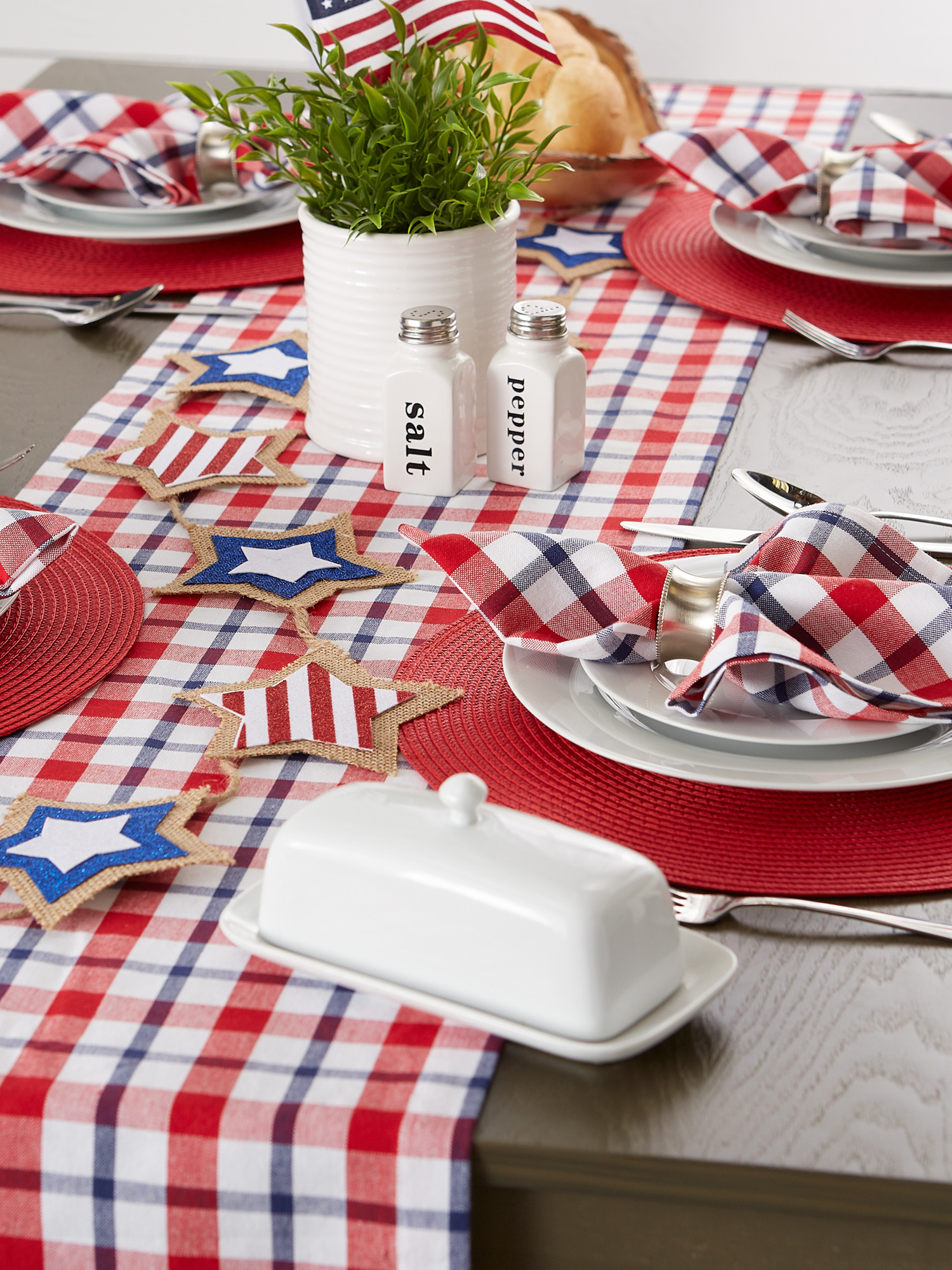 Contemporary Home Living 14" x 108" Red and White Plaid Table Runner
