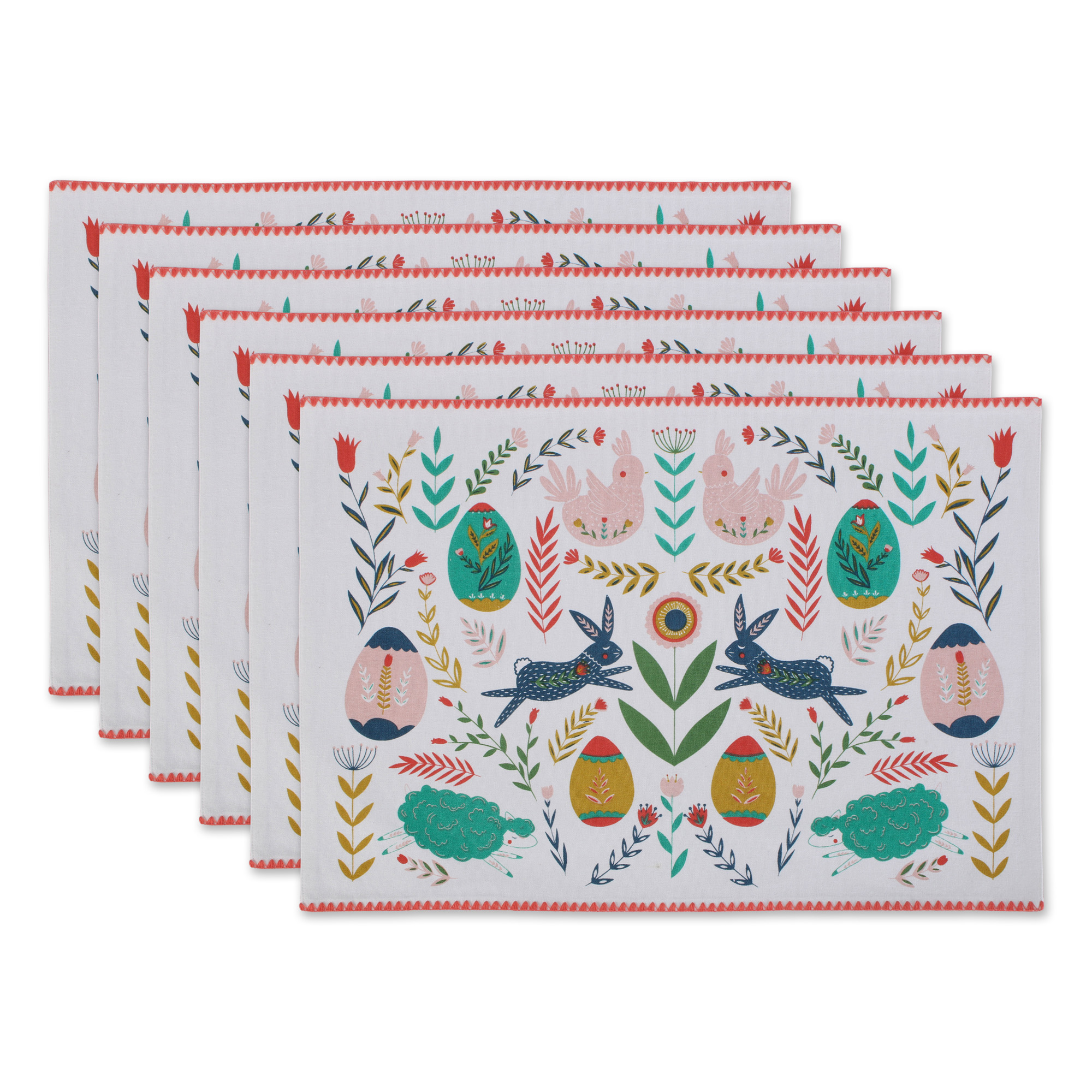 Contemporary Home Living Set of 6 Easter Rectangular Placemats, 19"