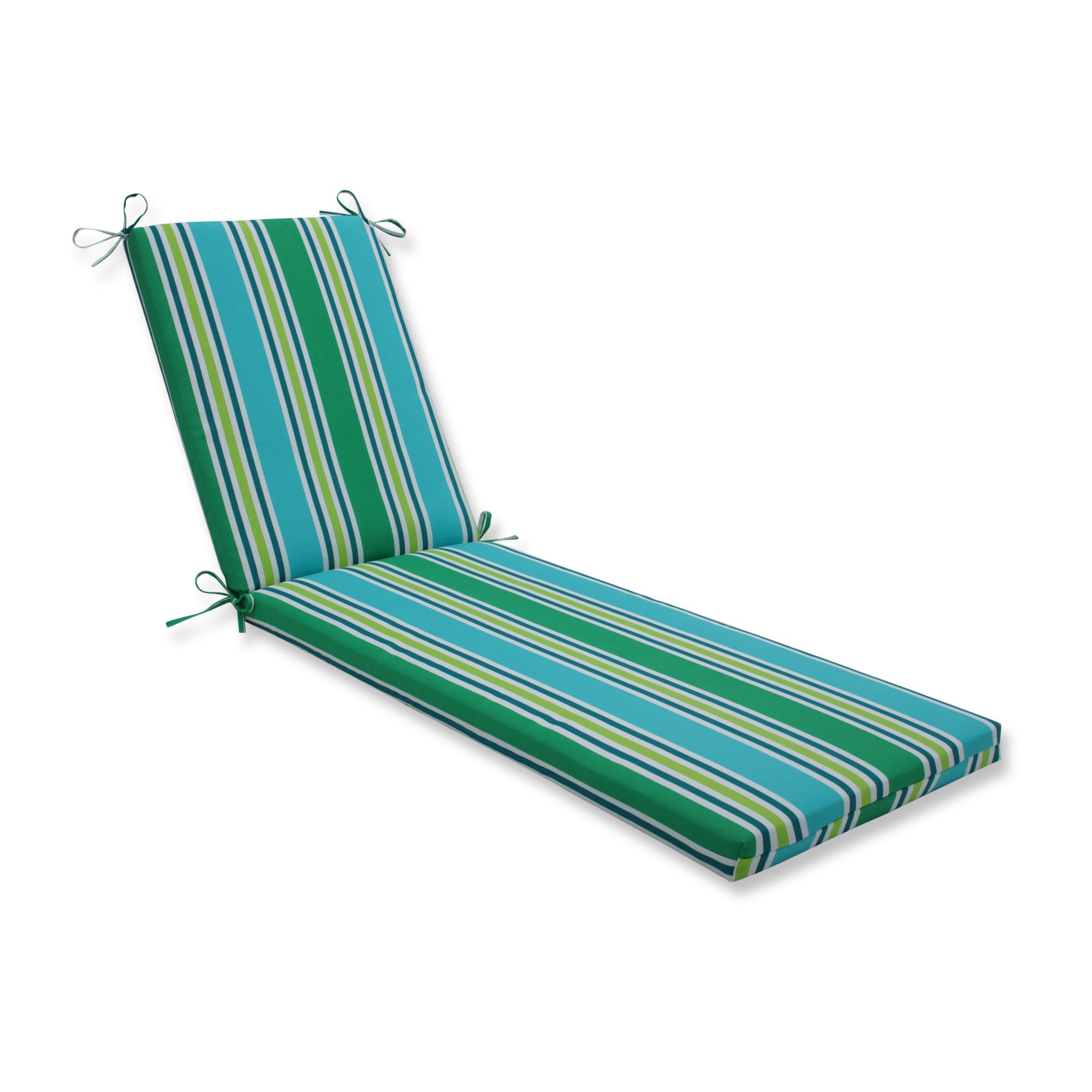 CC Outdoor Living 80" Blue and Green Striped UV Resistant Outdoor Patio Chaise Lounge Cushion