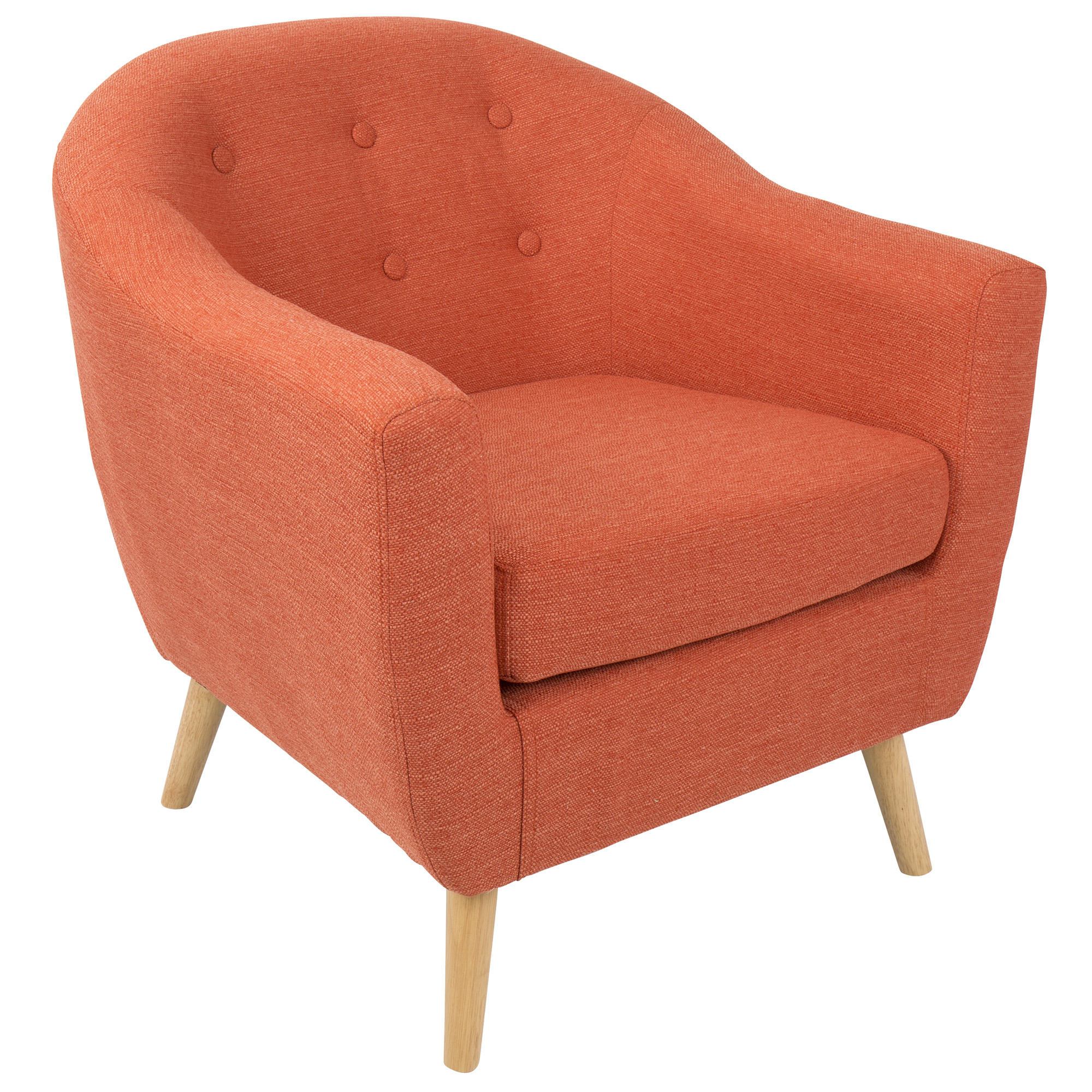Contemporary Home Living 31" Orange Noise Fabric and Beige Rockwell Mid-Century Modern Accent Chair