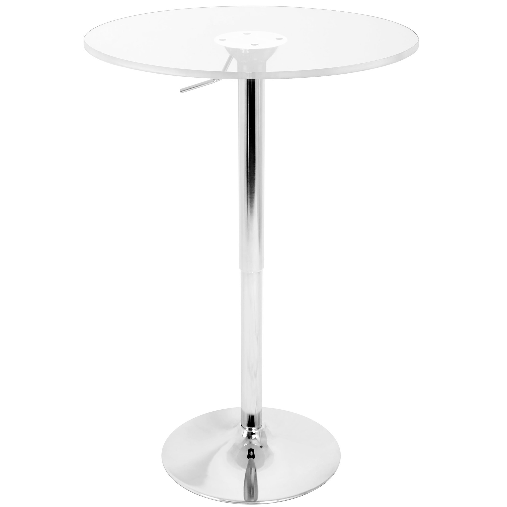Contemporary Home Living 41”Clear and Chrome Acrylic Adjustable Bar Table