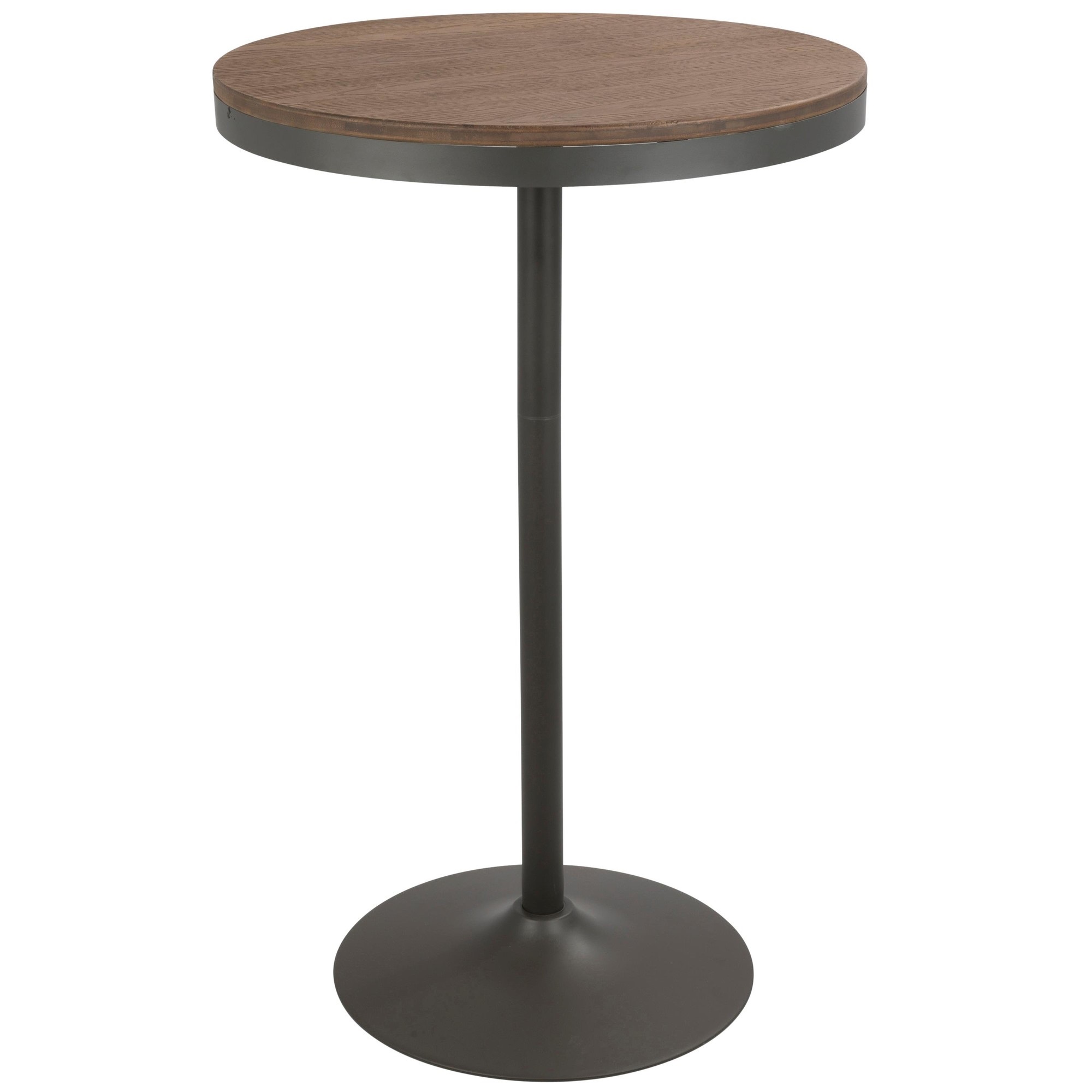 Contemporary Home Living 43? Bamboo Brown and Gray Metal Round Dakota Industrial Adjustable Bar / Dinette Table