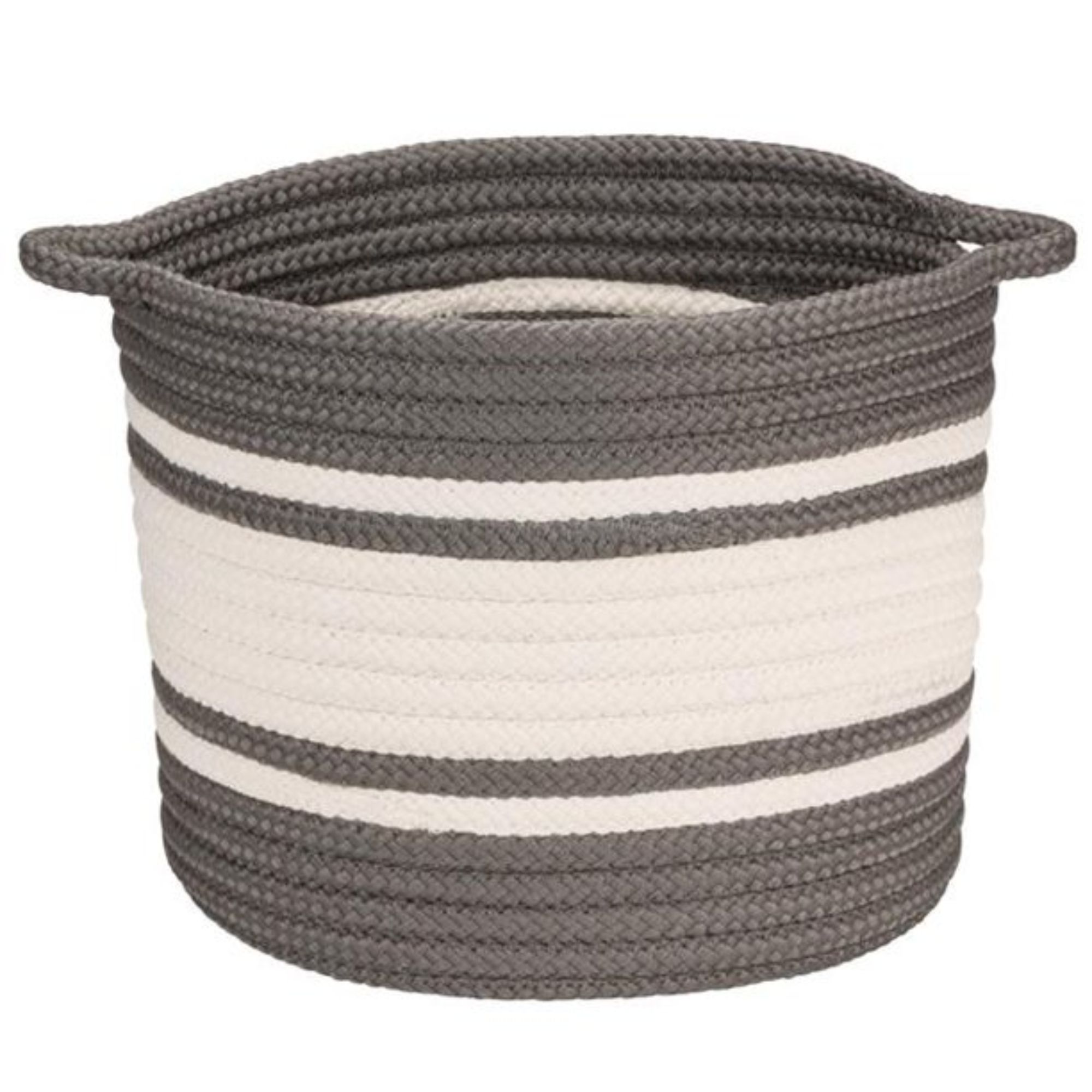 Colonial Mills 20" Gray and White Traditional Braided Storage Basket