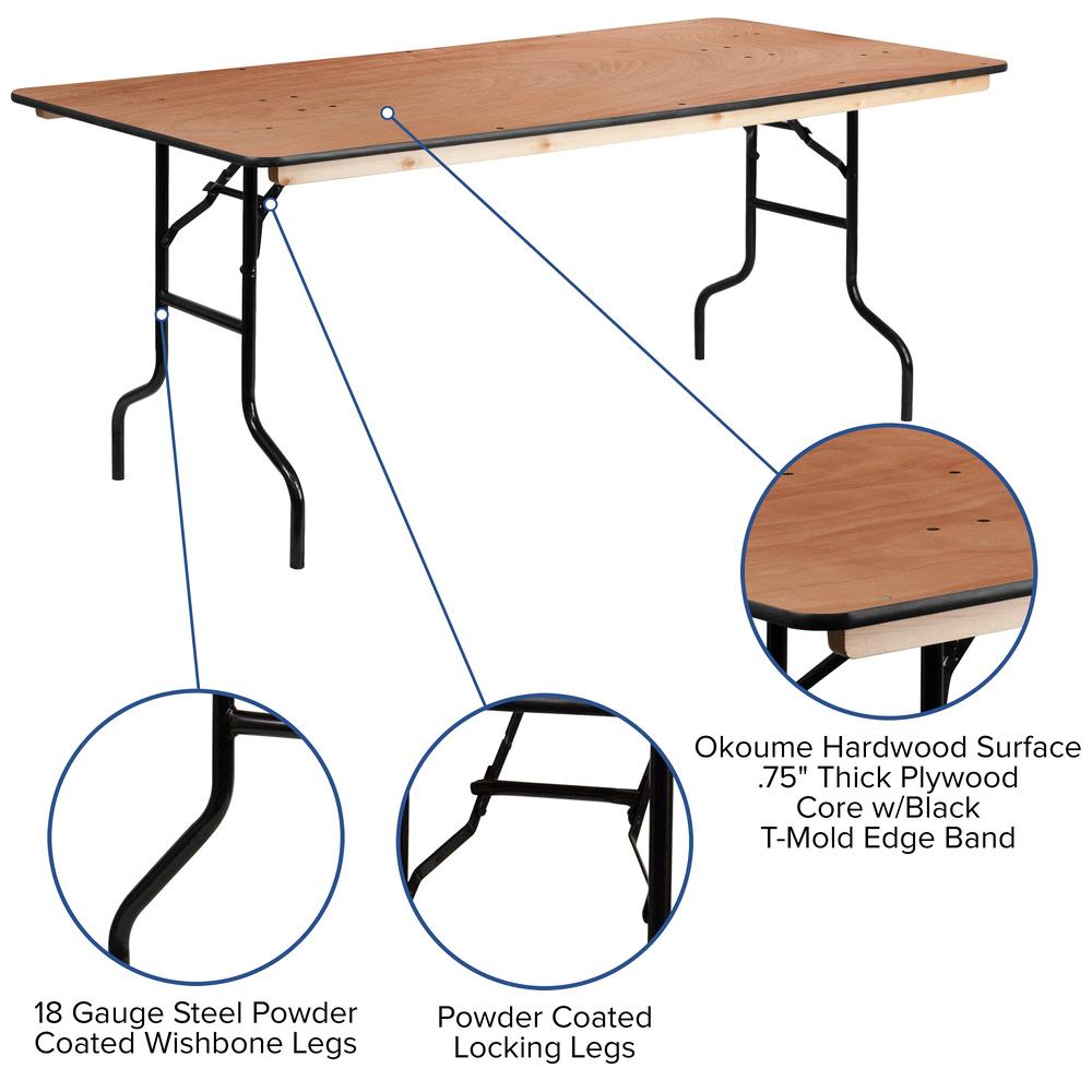Flash Furniture 72'' Brown Rectangular Contemporary Folding Banquet Table