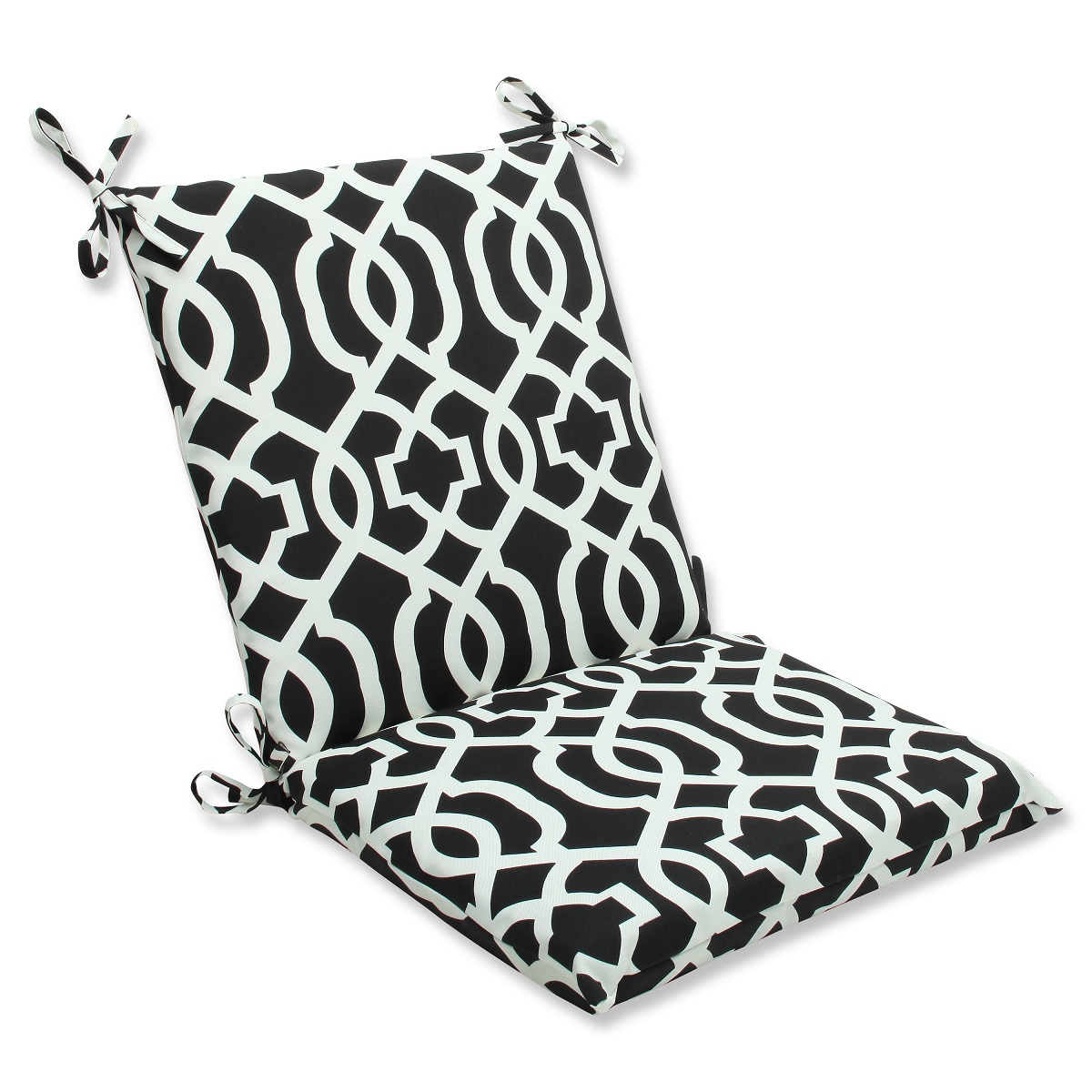 Pillow Perfect 36.5" Black and White Geometric Outdoor Patio Squared Chair Cushion