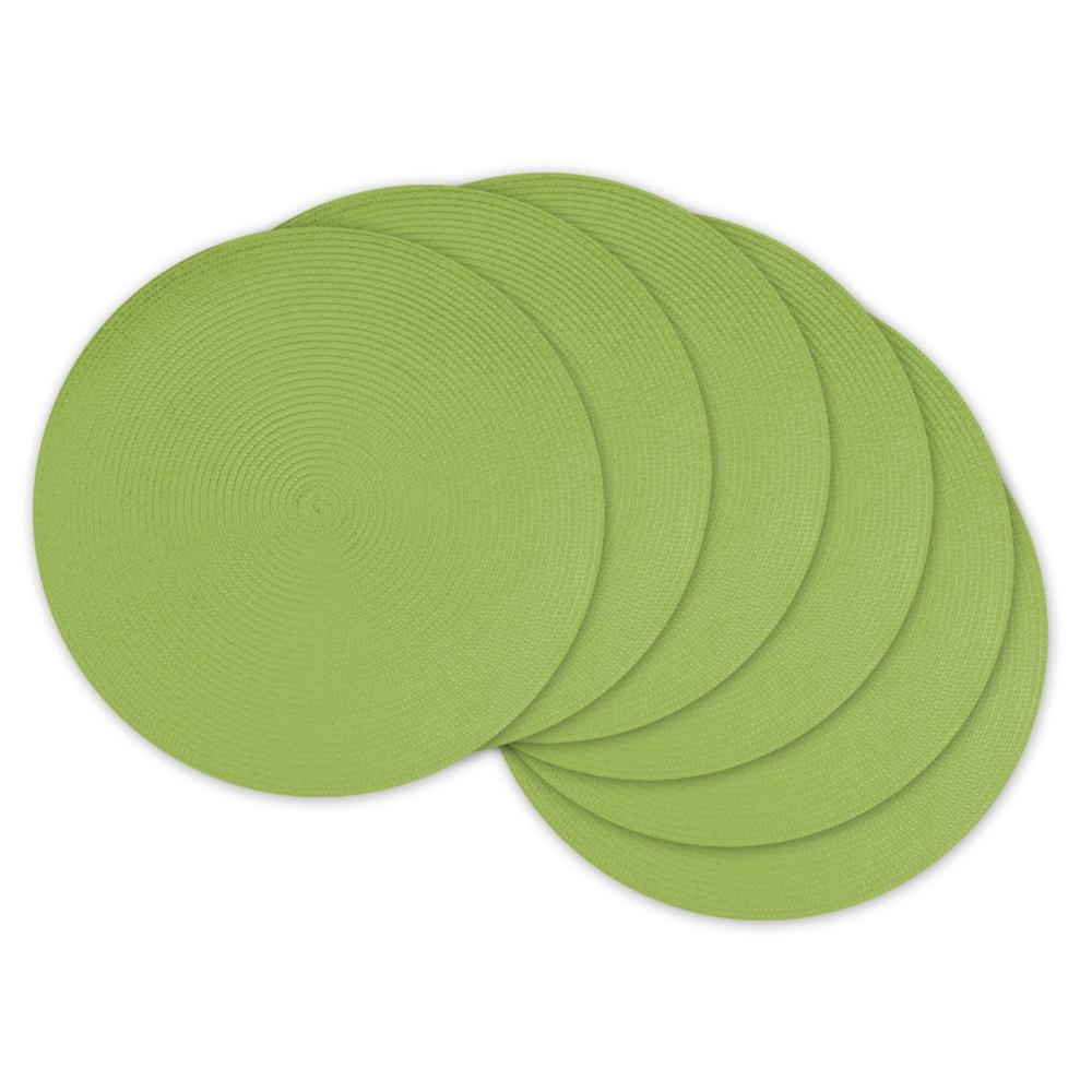 Contemporary Home Living Set of 6 Lime Green Solid Round Placemats 14.75"