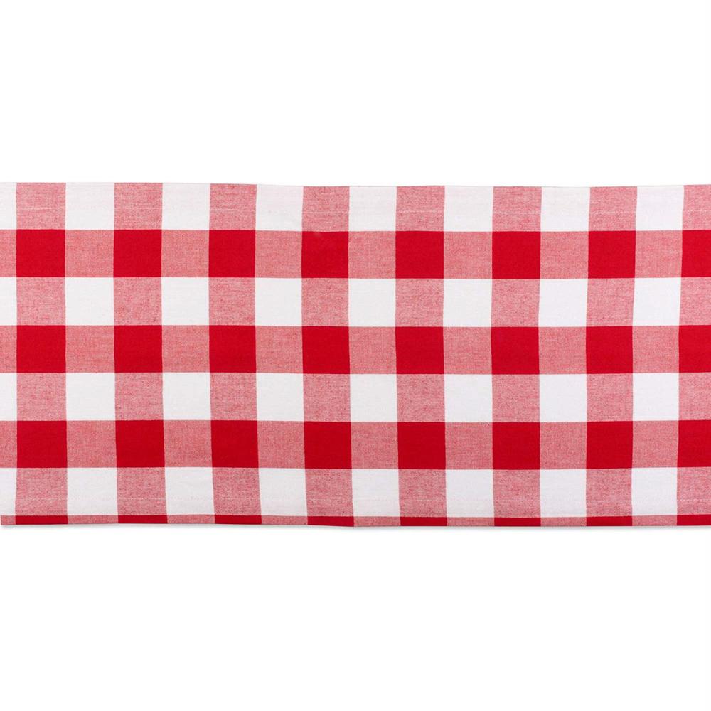 Contemporary Home Living 72" Red and White Checkered Rectangular Table Runner