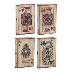 A&B Home Set of 4 Vibrantly Colored Vintage Playing Cards Book Boxes 10"