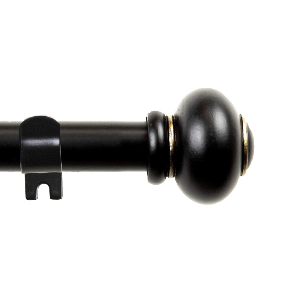 Contemporary Home Living 123.6" Black Round Curtain Rod with Mounting Bracket