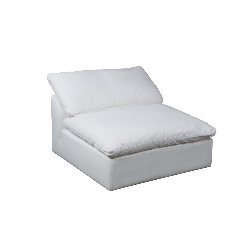 The Hamptons Collection 44" White Fabric Upholstery Slipcovered Armless Sofa Sectional Modular Chair