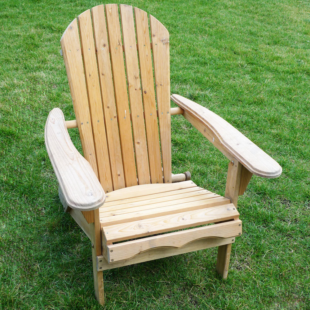 Contemporary Home Living Beige Natural Wood Foldable Adirondack Outdoor Patio Chair